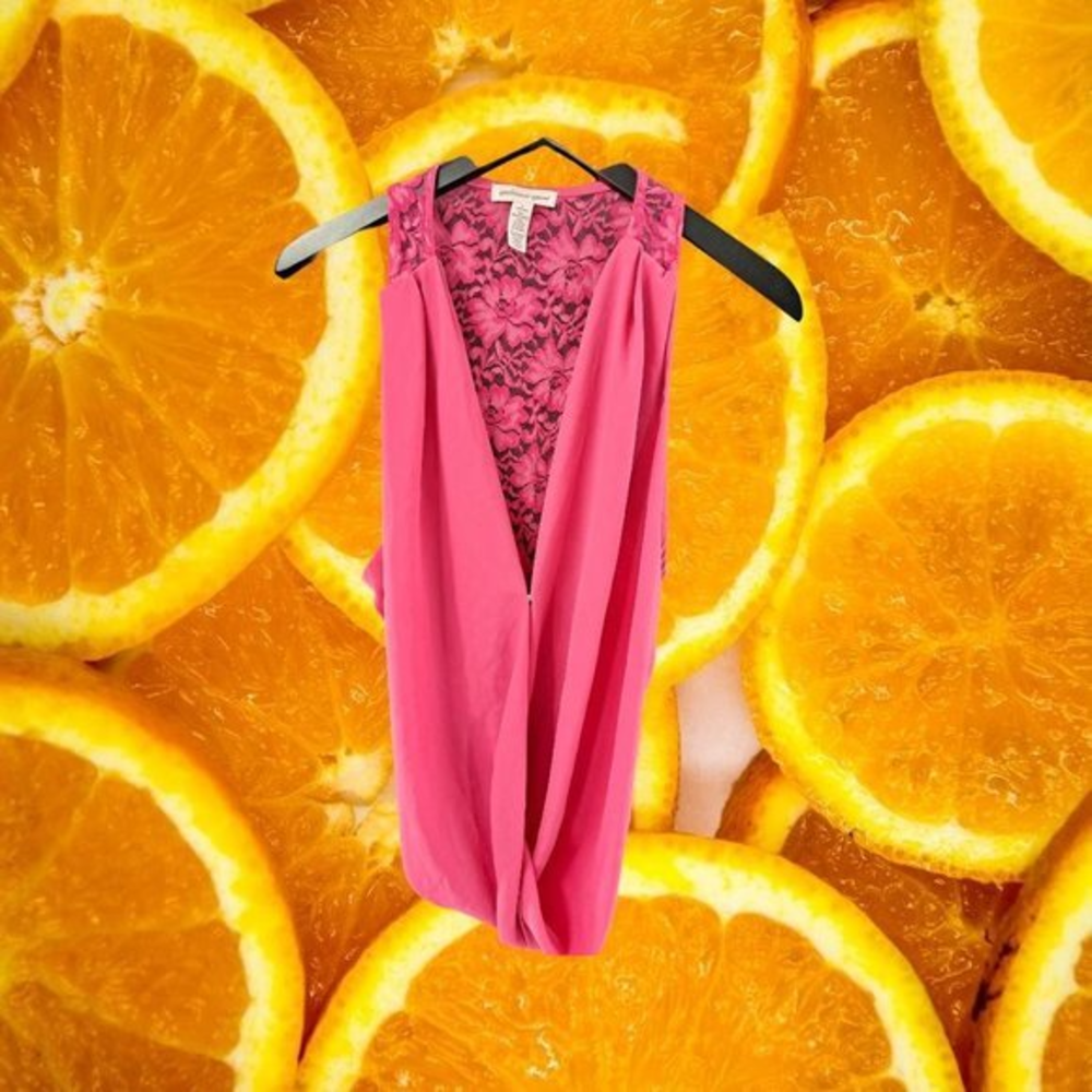 Ambianceβ Apparel Pink Sleeveless with Lace Flowered Back